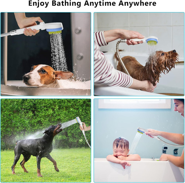 Ownpets Pet Shower Sprayer, Dog Combing Shower Sprayer With Hose & Diverter For Dogs & Cats, Ideal Pet Bath Brush Sprayer Set For Indoor, Outdoor Bathing, Grooming, Massaging & More