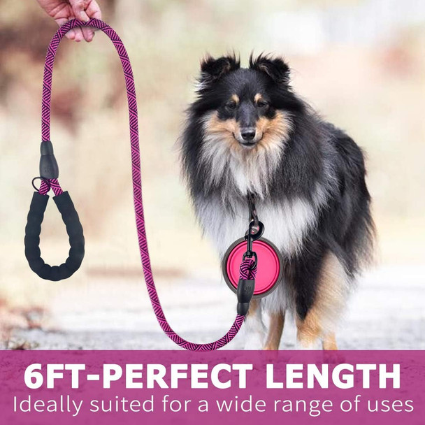 6 Ft Heavy Duty Dog Leash With Comfortable Padded Handle Dog Leashes For Medium Large Dogs With Collapsible Pet Bowl