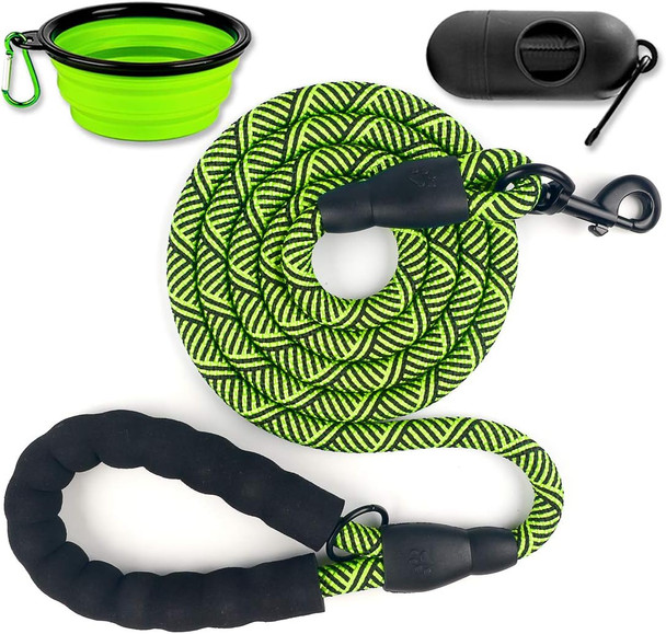 6 Ft Heavy Duty Dog Leash With Comfortable Padded Handle Dog Leashes For Medium Large Dogs With Collapsible Pet Bowl