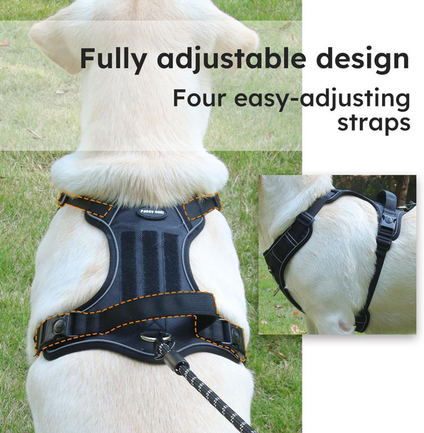 Adjustable Oxford Dog Harness No Pull And Leash Set Walking Pet Harness With Easy Control Handle For Lifting No Choke Front Clip Reflective Dog Vest 2 Leash Hooks Escape Proof (Black, Xl)