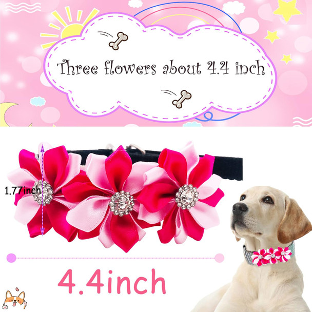 10 Pcs 4.4 Flowers Small Dogs Collar Charms Multi-Color Puppies Cats Slides Bow Ties Rhinestones Collar Attachment Pet Wedding Birthday Costume Accessories For Medium Large Girl Boy