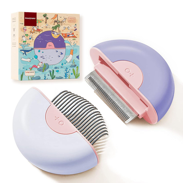 Pakeway Pet Grooming Shedding Brush For Dog Cat, 2 In 1 Portable Dematting Comb For Removing Matted Fur, Knots And Tangles, Cat Comb For Long Haired Puppy Kitten Rabbit Pets