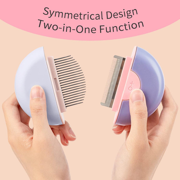 Pakeway Pet Grooming Shedding Brush For Dog Cat, 2 In 1 Portable Dematting Comb For Removing Matted Fur, Knots And Tangles, Cat Comb For Long Haired Puppy Kitten Rabbit Pets