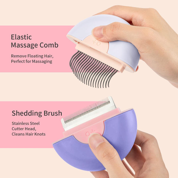 Pakeway Pet Grooming Shedding Brush For Dog Cat, 2 In 1 Portable Dematting Comb For Removing Matted Fur, Knots And Tangles, Cat Comb For Long Haired Puppy Kitten Rabbit Pets