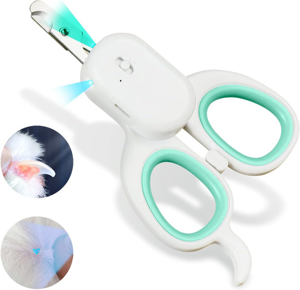 Pakeway Pet Nail Clipper With Led & -U-V Light, Cat Claw Trimmer With Ultra Bright Led Light For Nail Bloodline To Avoid Over Cutting, Sharp Angled Blade Grooming Tool For Dog Cat Rabbit Small Animals
