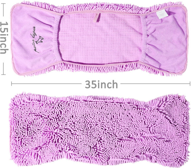 Patas Lague Absorbent Dog Towel, Extra Large 35''X15'' Quick Drying Dog Bath Towel With Hand Pockets, Microfiber Shammy Pet Towel For Dog And Cat, Machine Washable (Lilac)