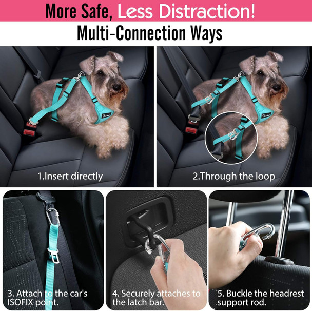 Pawaboo Dog Safety Vest Harness, Pet Car Harness Vehicle Seat Belt With Adjustable Strap And Buckle Clip, Easy Control For Driving Traveling Safety For Small Medium Dogs Cats, Xl, Blue
