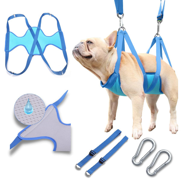 Premium Pet Dog Grooming Hammock For Small Dogs & Cats - Breathable Dog Grooming Hammock- Waterproof Fabric Carabiner Hooks & Adjustable Straps For Bathing Washing Teeth Cleaning & Nail Trimming