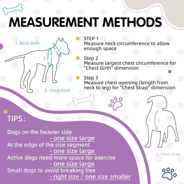 Medium Dog Harness, Adjustable Tri-Color No Pull, Heavy Duty, Easy Walk, Size M: 3/4''W X Chest 19''-25''