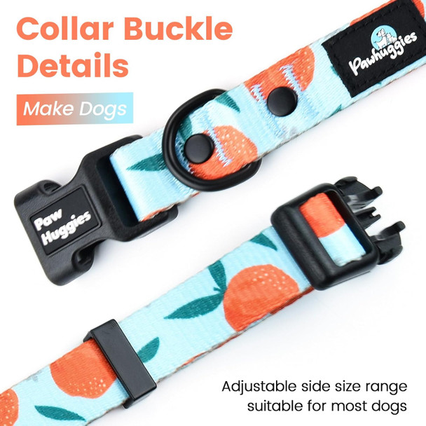 Orange Pattern Dog Collar And Leash Set, Breathable Bamboo Fiber Adjustable Dog Collar And 4Ft Dog Leash For Small Dog Daily Walking