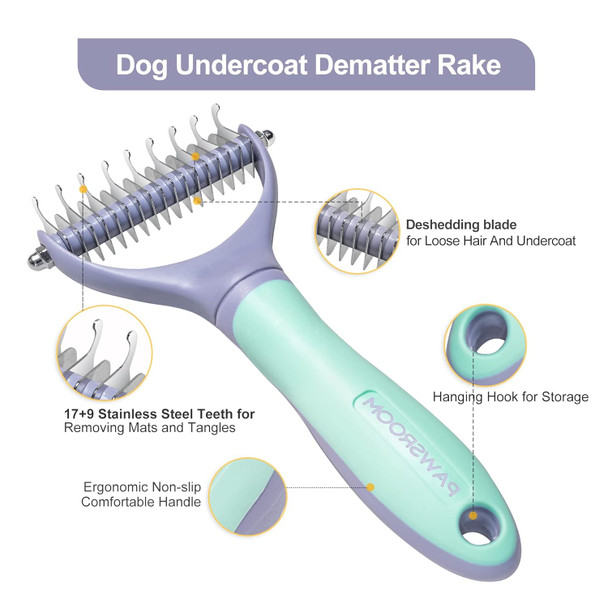 Pet Grooming Brush, 2 Sided Undercoat Rake For Cats Dogs, Effective Deshedding And Dematting Tool For Pet Hair Removing