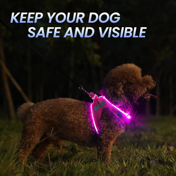 Pceotllar Light Up Dog Harness, Led Dog Harness For Puppy Small Medium Dogs, Rechargeable No Pull Reflective Dog Harness, Flashing Lighted Dog Harness For Night Walking (Pink,S) Pceotllar Light Up Dog Harness, Led Dog Harness For Puppy Small Medium Dogs, Rechargeable No Pull Reflective Dog Harness, Flashing Lighted Dog Harness For Night Walking (Pink,S)