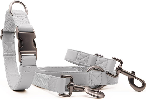 Stylish Leather Dog Leash (6.6') And Dog Collar Set – Rose Gold Metal Buckle – Multi-Function Training Leash – Adjustable 3 Lengths Leash- Easy To Clean Stylish Leather Dog Leash (6.6') And Dog Collar Set – Rose Gold Metal Buckle – Multi-Function Training Leash – Adjustable 3 Lengths Leash- Easy To Clean