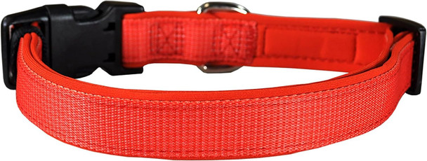 Designer Dog Collar For Large Dogs, Red 16-26 - Adjustable Quick Release Dog Collar With Metal D Ring And A Buckle - Thick, Padded Polyester And Neoprene Collar For Dogs