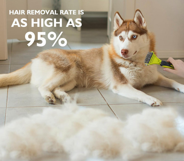 Pecute Pet Dematting Tool 2 Pack - Double Sided Undercoat Rake & Dematting Comb For Detangling Matted Or Knotted Undercoat Hair, Great For Medium Or Long-Haired Dogs & Cats Green