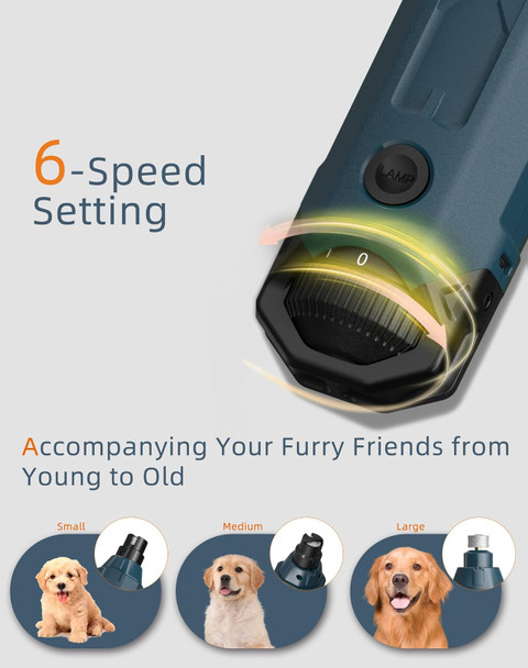 Dog Nail Grinder Super Quiet (45 Db) 6-Speed Pet Nail Grinder With 2 Led Lights 12000Rpm & Professional 3 Grinding Ports Rechargeable Dog Nail Trimmer For Large Medium Small Dogs With Dust Cap