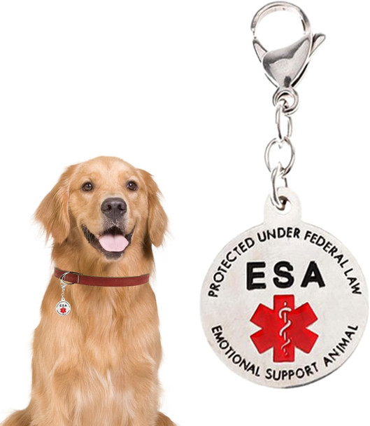 Emotional Support Dog Esa Dog Tag Id Industrial Puppy Emotional Support Dog Tag Red Medical Alert Symbol And Protected By Federal Law Navy Lettering And Red Enamel Trim For Esa And Therapy Dogs
