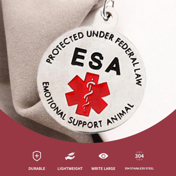 Emotional Support Dog Esa Dog Tag Id Industrial Puppy Emotional Support Dog Tag Red Medical Alert Symbol And Protected By Federal Law Navy Lettering And Red Enamel Trim For Esa And Therapy Dogs