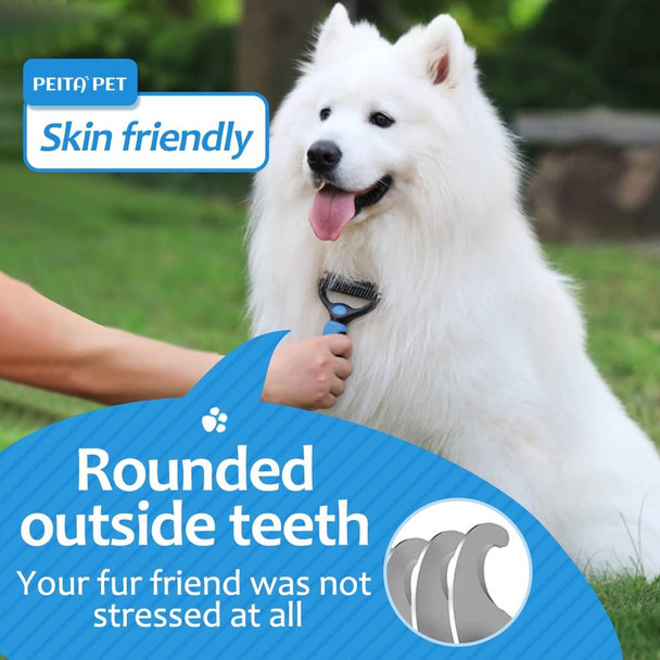 [ 2 In 1 Design ] Undercoat Rake For Dogs,Dog Deshedding Brush For Large Dogs,Dematting Comb & Deshedding Tool For Long Hair Cats，Pet Hair Grooming Brush, Clear Mats Tangles, Reduces Shedding By 95%