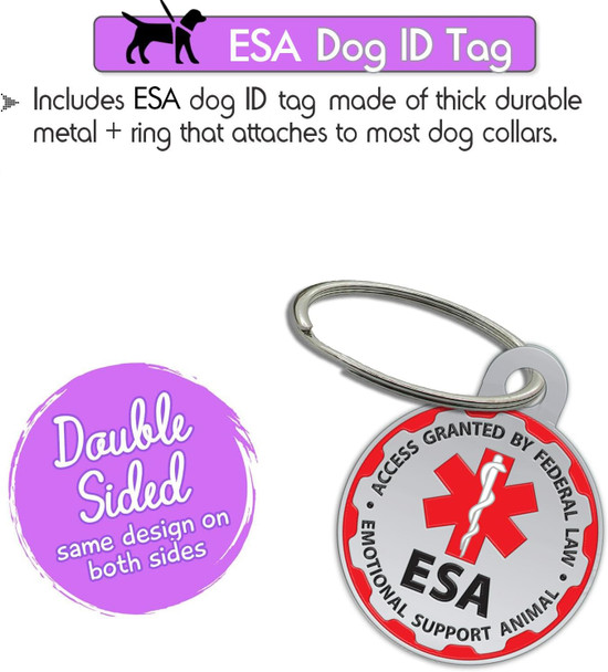 Esa Dog Vest + Id Tag + 50 Ada Information Cards - Emotional Support Dog Harness In Sizes X Small To Xx Large Metal Dog Tag Durable Clip Service Dog Information Cards