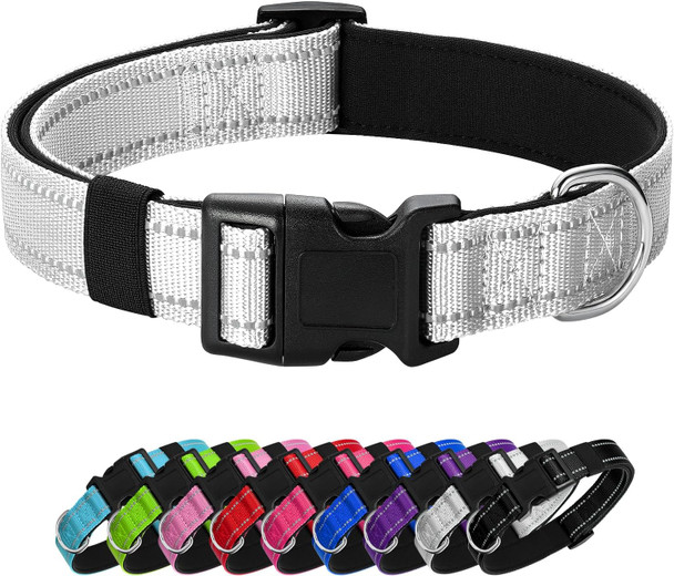 Reflective Dog Collar Padded With Soft Neoprene Breathable Quick Release Basic Dog Collars For Puppy Small Dogs Girl Boy Xs Silver