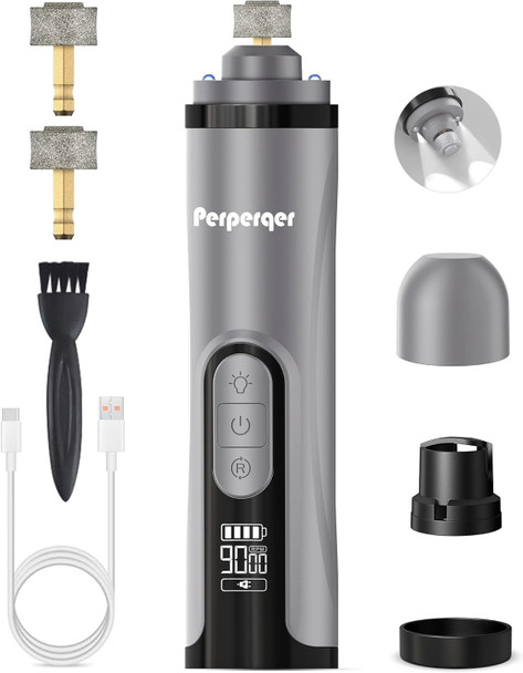 Dog Nail Grinder,Dog Nail Trimmers For Small Medium Large Breed Dog And Cat,d Quiet Electric Pet Grooming Tool Kit Supply 3 Speeds 2 Led Lights 2 Grinder Head For Puppy Toenail Claw