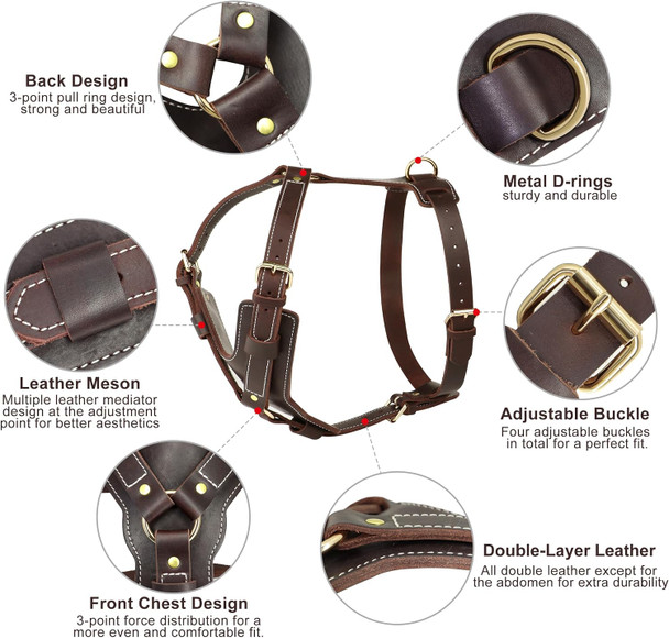 Pet Artist Tactical Dog Harness For Hiking Training, No Pull Vest Harness For Medium Large Dogs, With Pouches And Patches Brown, M