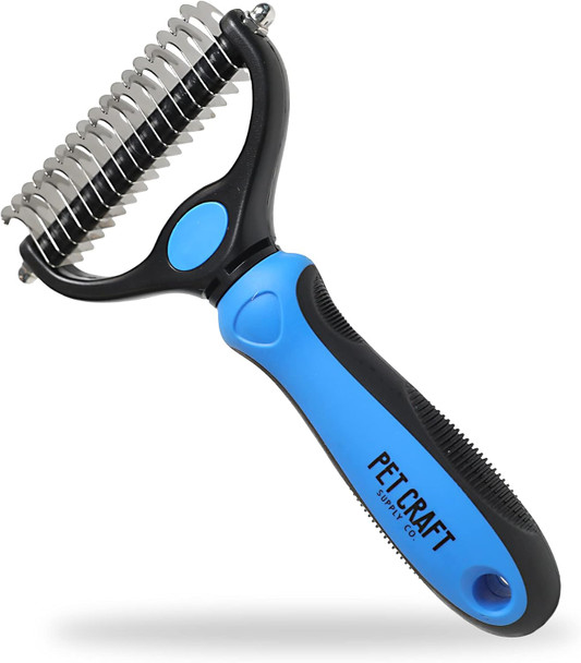 Pet Craft Supply Dog Grooming Rake Undercoat Brush 2-In-1 Pet Deshedding Dematting Detangler Tool With Double Sided Metal Comb Head For Cats And Dogs With Long Or Short Pet Hair Fur