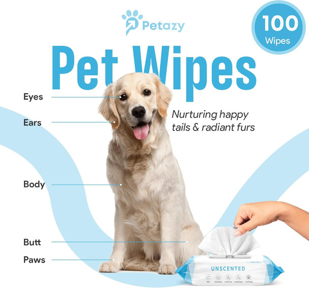 100 Dog Wipes For Paws And Butt Ears Eyes Unscented Organic Hypoallergenic Pet Wipes For Dogs With Aloe Vera Dog Wipes Cleaning Deodorizing Extra Thick Dog Paw Wipes Dogs Cat Puppy Pets