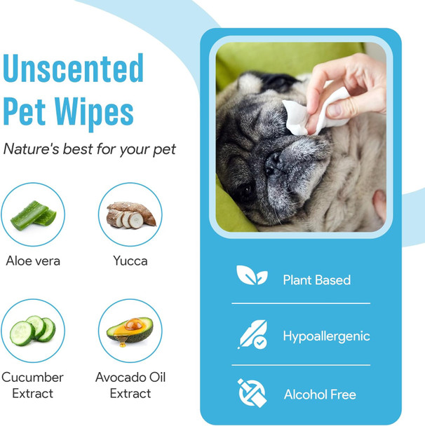 100 Dog Wipes For Paws And Butt Ears Eyes Unscented Organic Hypoallergenic Pet Wipes For Dogs With Aloe Vera Dog Wipes Cleaning Deodorizing Extra Thick Dog Paw Wipes Dogs Cat Puppy Pets