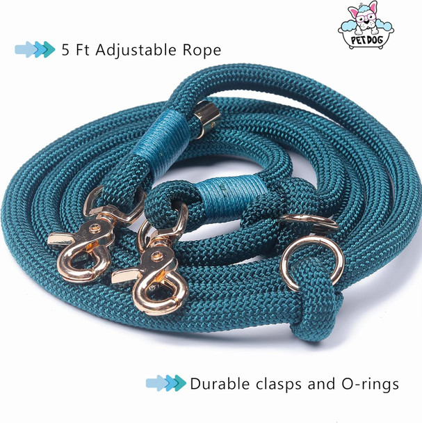 Dog Training Leash For Dogs Durable Leashes For Dog - Easy To Use Dog Running Leash Hands - Dog Leads For Yard With Lockable Hook - Green Nylon Dog Slip Lead 5 Ft