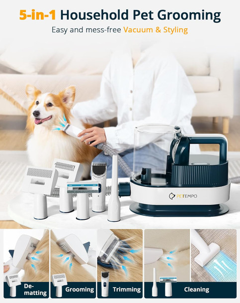 Dog Grooming Vacuum, 9 In 1 Dog Grooming Kit & Dog Hair Vacuum Suction 99% Pet Hair, 2L Dust Cup Dog Brush For Shedding Vacuum