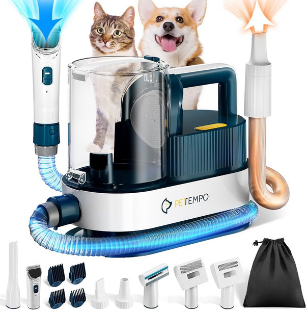 Dog Grooming Vacuum & Blow Dryer, 2.5L Dog Vacuum For Shedding Grooming With 3 Temperature Settings, Pet Vacuum Grooming Kit For Dogs & Cats