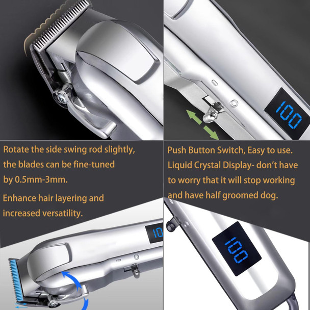 Dog Clippers For Grooming For Thick Heavy Coats, Cordless Low Noise Hair Trimmers With Metal Blade, Rechargeable Dog Shaver For Small & Large Dogs Cats, Silver Dog Clippers For Grooming For Thick Heavy Coats, Cordless Low Noise Hair Trimmers With Metal Blade, Rechargeable Dog Shaver For Small & Large Dogs Cats, Silver