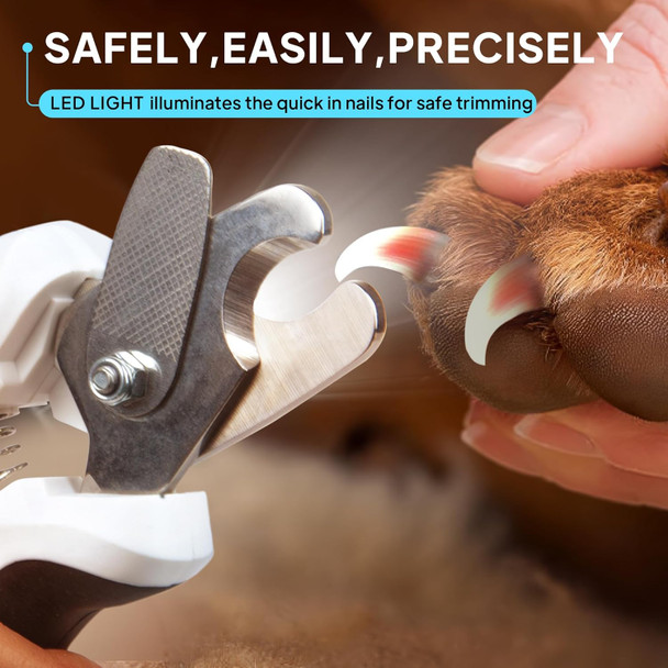 Petifine Led Dog Nail Clippers With Light, Dog Nail Trimmer With Safety Guard & Nail File, Razor Sharp Blades, Dog Nail Trimmer/Clipper For Large & Medium Dogs (Batteries-Included)…