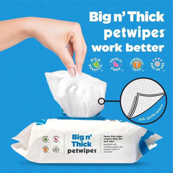 Petkin Big N' Thick Paw Wipes For Dogs, 100 Large Wipes (4 Pack) - Clean Dirty Paws After Walks, With Paw Balm Protectant - Keep Floors And Furniture Clean - Ideal For Home Or Travel - Orange Scent