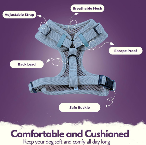 Adjustable Dog Harness For Growing Puppy Featuring Soft Breathable Padded Mesh And Adjustable Straps, Perfect For Small Dog Harness, As Well As Puppy Harness (Blue, Small)