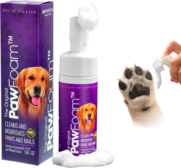 Pet Paw Cleaner For Dogs And Cats - Pawfoam Pet Paw Cleaner Foam To Clean, Moisturize, Soften And Protect Paws Gentle Dog Feet Cleaner With Silicone Dog Paw Washer Brush 5Fl Oz