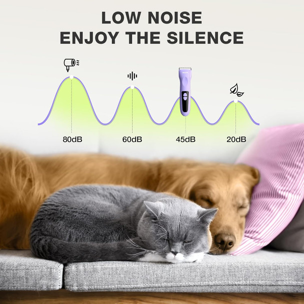 Dog Clippers For Grooming, Pet Grooming Supplies Kit, Professional Grooming Clippers For Thick Coats With 2&9Mm Blade, Combs And Curved Scissor, Low Noise Cat Poodles Electric Shaver Cordless