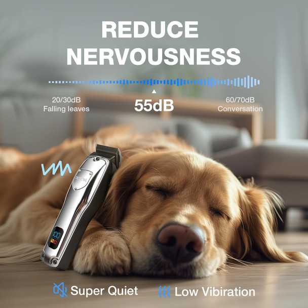 Dog Clippers For Grooming, Pet Grooming Supplies Kit, Professional Grooming Clippers For Thick Heavy Coats Low Noise Rechargeable Hair Trimmers With Ceramic Blade For Dogs Cats Animals