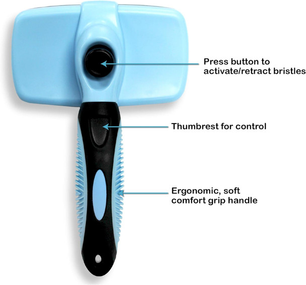 Pets First Self Cleaning Slicker Brush For Pets Dogs & Cats - Retractable Design For Quick & Easy Pet Fur Removal - Fine & Safe Bristles To Detangle & Massage Dog Skin Or Cat Skin – Special Design