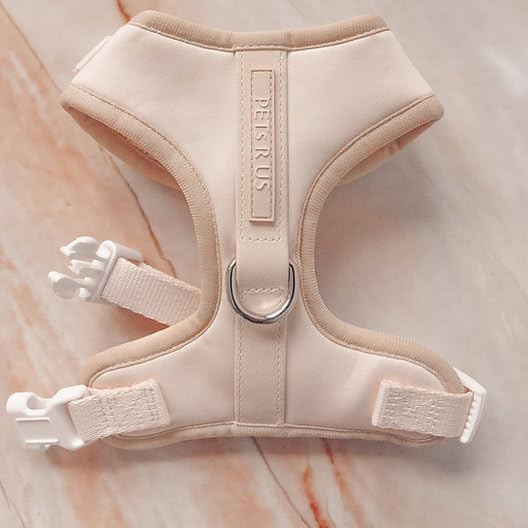 Dog Harness Ivory Off White Neoprene Leather Design Sport Small Medium Large No Pull Reflective Adjustable Breathable