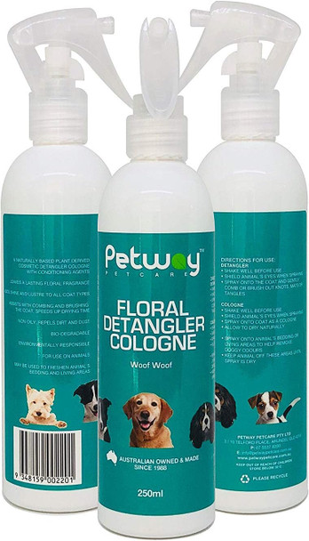 Petcare Floral Detangler Cologne For Dogs, Detangling And Dematting Spray With Deodorizing Qualities For Added Shine And Luster To The Coat, Dog Grooming Detangler Conditioner Spray, 250Ml