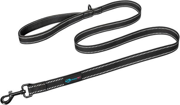 Phoepet 5 Feet Heavy Duty Dog Leash - Reflective - Soft Padded Handle Traffic Grip For Extra Control (L,Black)