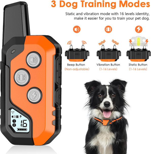 Dog Training Collar, Ip67 Waterproof Dog Training Collar With Remote, 3 Training Modes, Static, Vibration And Beep, Rechargeable Electric Training Collar For Large Medium Small Dog