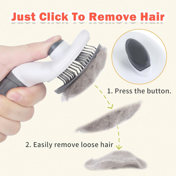 Cat Brush Small Dog Brush Puppy Hair Brush Pet Brush Self Cleaning Cat Brush Massage Self Cleaning Brush Dog Pet Hair Removal Comb For Cat Dog Cat Bunny Pet (Grey A)