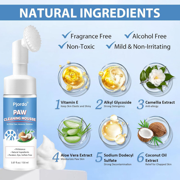 Paw Cleaner For Dogs And Cats, No-Rinse Foaming Cleanser, Ph Balanced Deodorizing Paw Wash With Silicone Brush, Dog Paw Scrubber, Foot Cleaner Brush For Dogs Large Medium Small Xl Breed