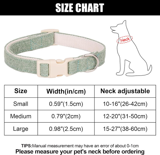 Cotton Hemp Dog Collar With Leash, Soft Adjustable Dog Collars With Plastic Safety Buckle, Cute Heavy Duty Pet Collar For Small Medium Large Dogs