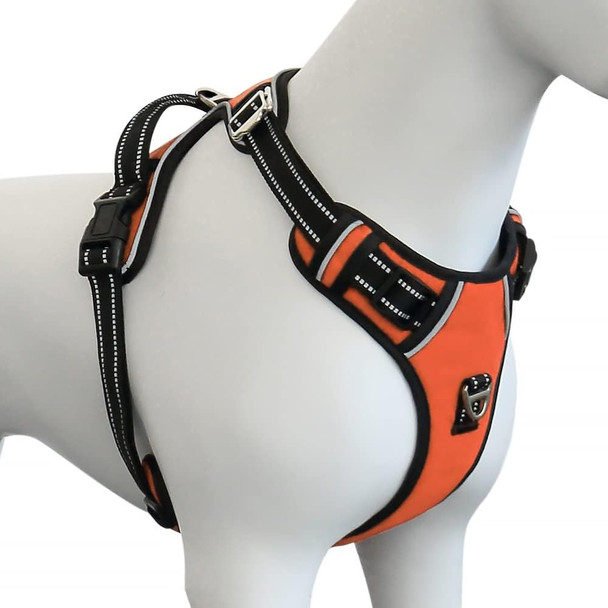 Plutus Pet No Pull Dog Harness, Release At Neck, Adjustable Reflective No-Choke Dog Vest Harness, Soft Padded With Easy Control Handle, For Small Medium Large Dogs (S, Orange)