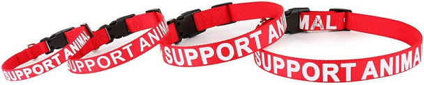 Plutus Pet Support Animal Collar,Printed In Large Letters On Nylon Webbing,Prevents Accidents By Warning Others Of Your Dog In Advance,Two Colors,Four Sizes,Neck 8-12 Inch,Extra Small,Red